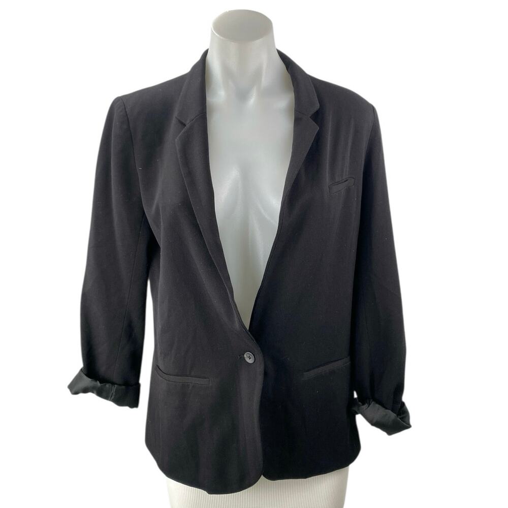 Silence + Noise Women's Black Long Sleeve Notch Lapel Blazer Coat Jacket Size M